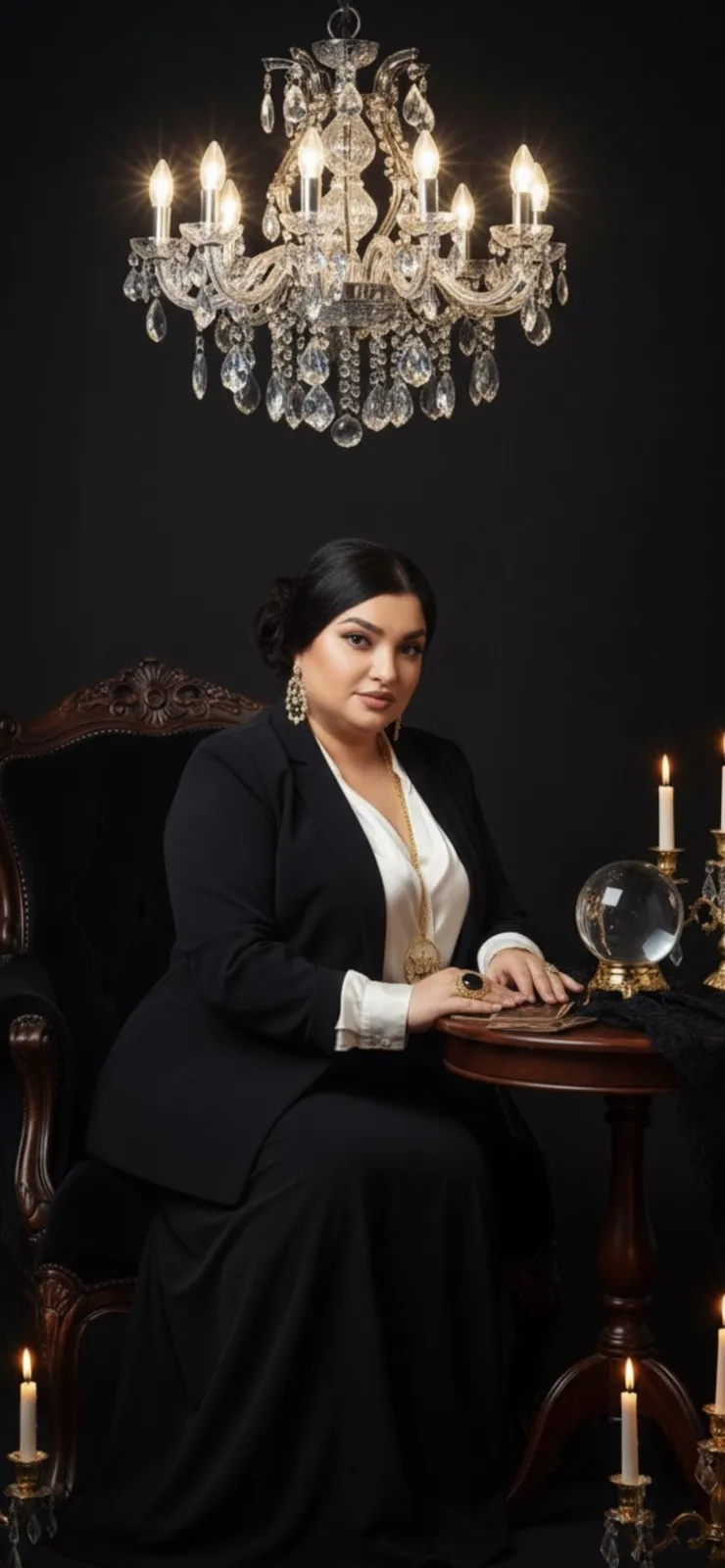 Обряд гадания на Таро — гадалка проводит эзотерический ритуал при свечах